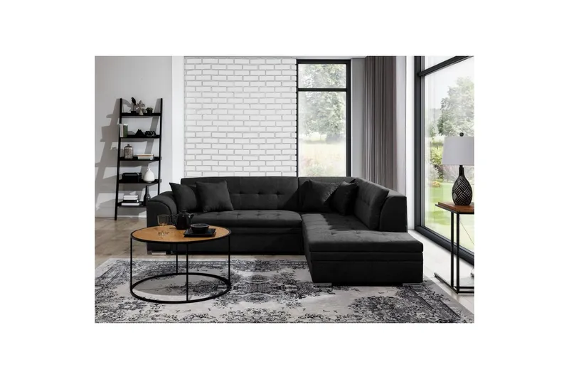 Hörnsoffa Eltap Pieretta 260x207x78 cm - Poco 10, Svart, Höger — Poco 10, Svart, Höger