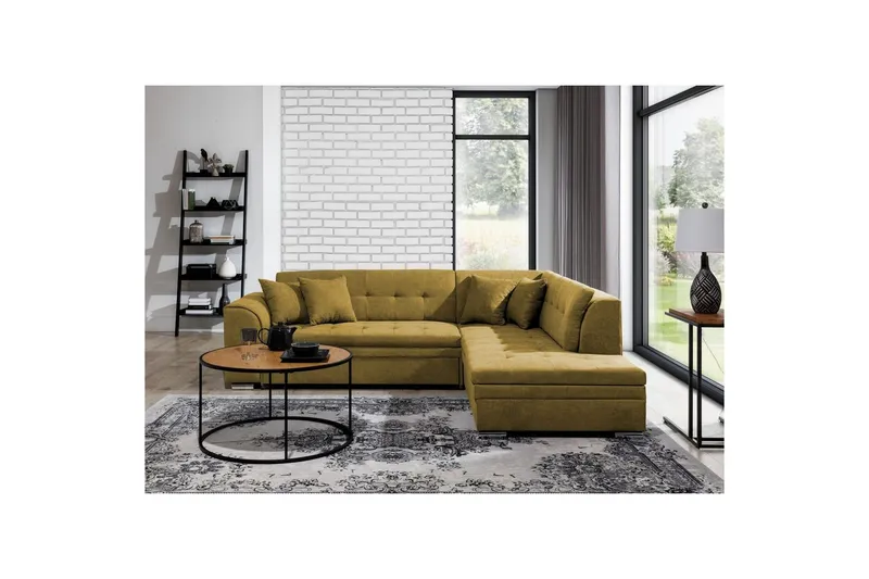 Hörnsoffa Eltap Pieretta 260x207x78 cm - Poco 50, Gul, Höger — Poco 50, Gul, Höger