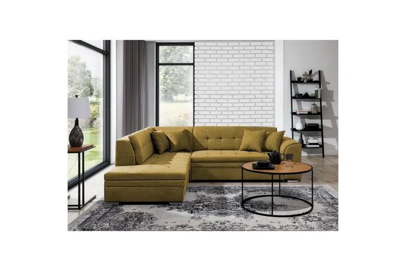 Hörnsoffa Eltap Pieretta 260x207x78 cm - Poco 50, Gul, Vänster — Poco 50, Gul, Vänster