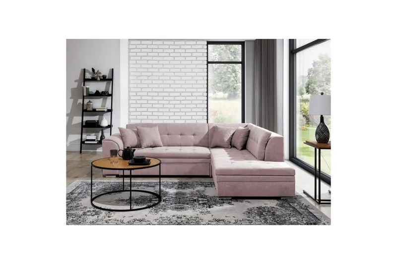 Hörnsoffa Eltap Pieretta 260x207x78 cm - Soro 61, Rosa, Höger — Soro 61, Rosa, Höger