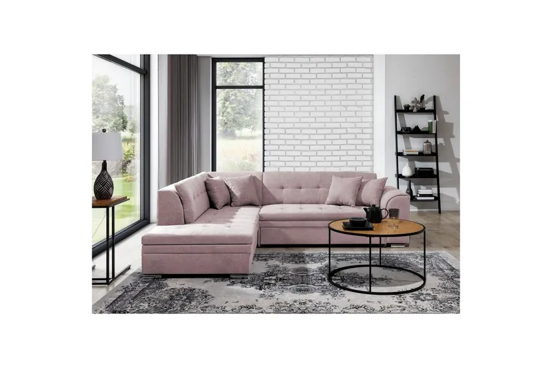 Hörnsoffa Eltap Pieretta 260x207x78 cm - Soro 61, Rosa, Vänster — Soro 61, Rosa, Vänster