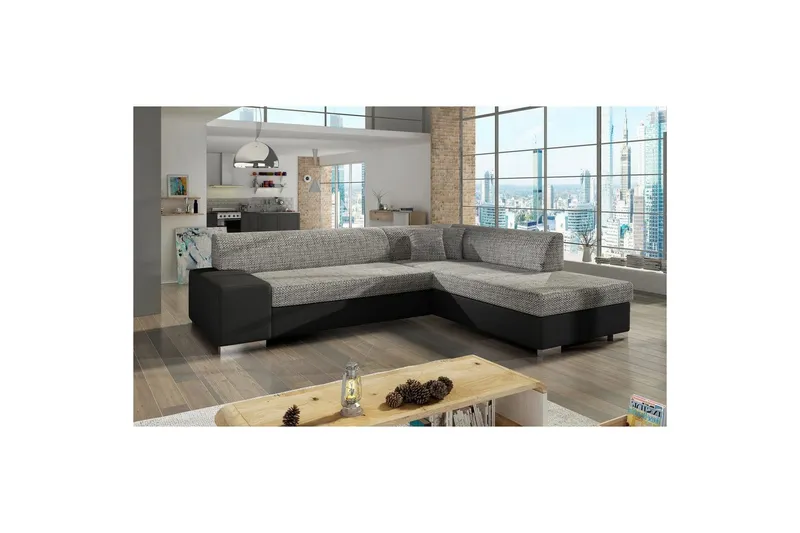 Hörnsoffa Eltap Porto 278x217x74 cm - Berlin 01, Soft 11, Grå, Svart, Höger — Berlin 01, Soft 11, Grå, Svart, Höger