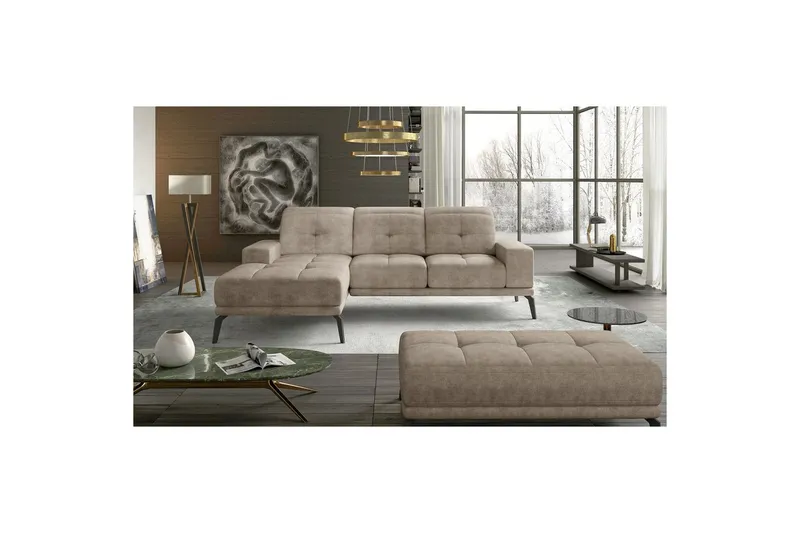 Hörnsoffa Eltap Torrense 265x175x98 cm - Dora 21, Beige, Vänster — Dora 21, Beige, Vänster