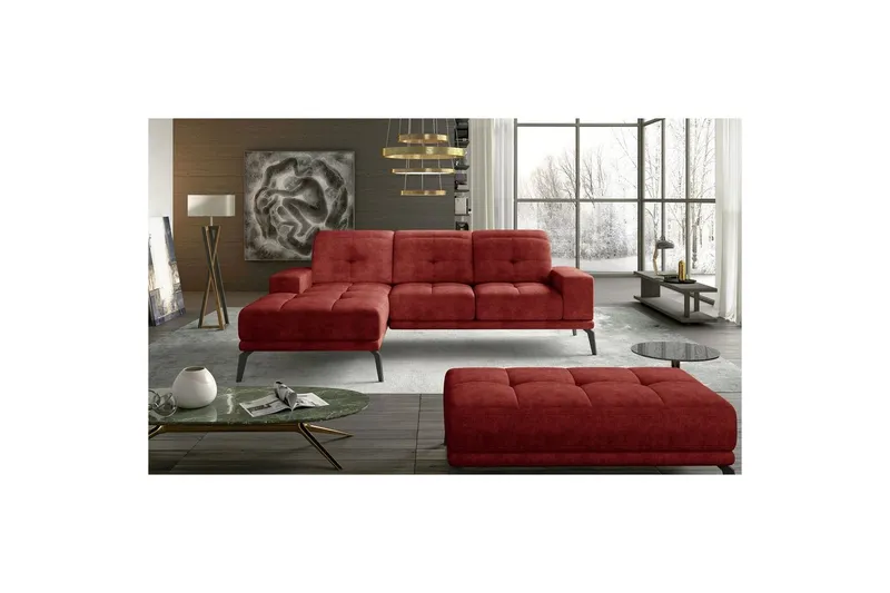 Hörnsoffa Eltap Torrense 265x175x98 cm - Dora 63, Röd, Vänster — Dora 63, Röd, Vänster