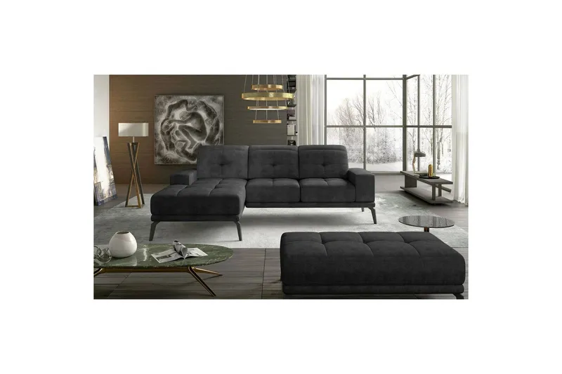 Hörnsoffa Eltap Torrense 265x175x98 cm - Dora 96, Grå, Vänster — Dora 96, Grå, Vänster