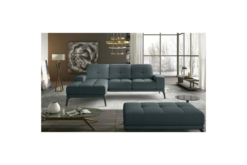 Hörnsoffa Eltap Torrense 265x175x98 cm - Grande 75, Blå, Vänster — Grande 75, Blå, Vänster
