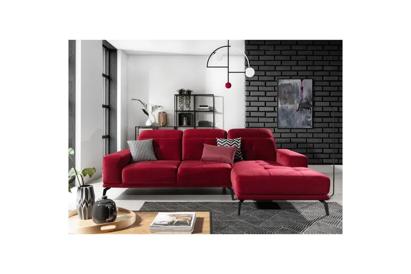 Hörnsoffa Eltap Torrense 265x175x98 cm - Kronos 02, Röd, Höger — Kronos 02, Röd, Höger