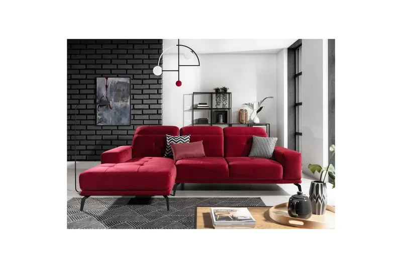 Hörnsoffa Eltap Torrense 265x175x98 cm - Kronos 02, Röd, Vänster — Kronos 02, Röd, Vänster