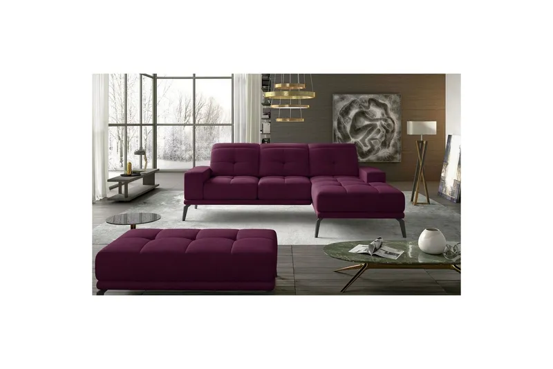 Hörnsoffa Eltap Torrense 265x175x98 cm - Mat Velvet 68, Lila, Höger — Mat Velvet 68, Lila, Höger