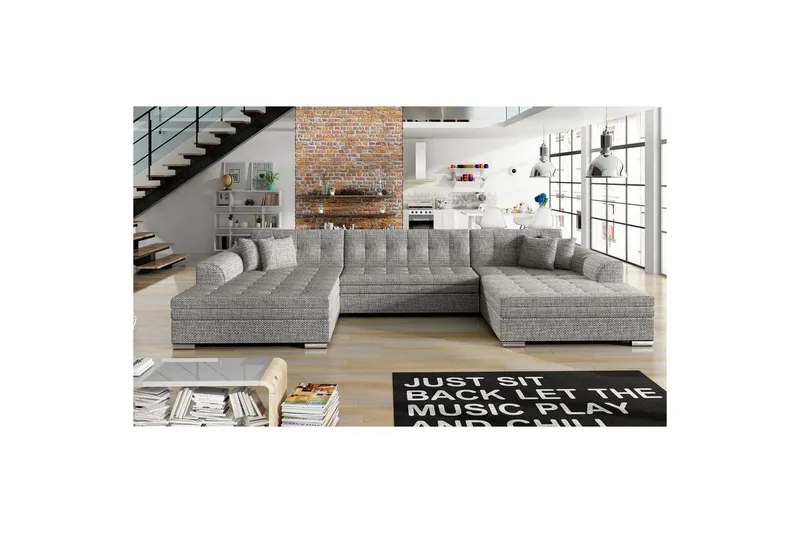 Hörnsoffa Eltap Vento 359x165x78 cm - Berlin 01, Grå, Symmetrisk — Berlin 01, Grå, Symmetrisk