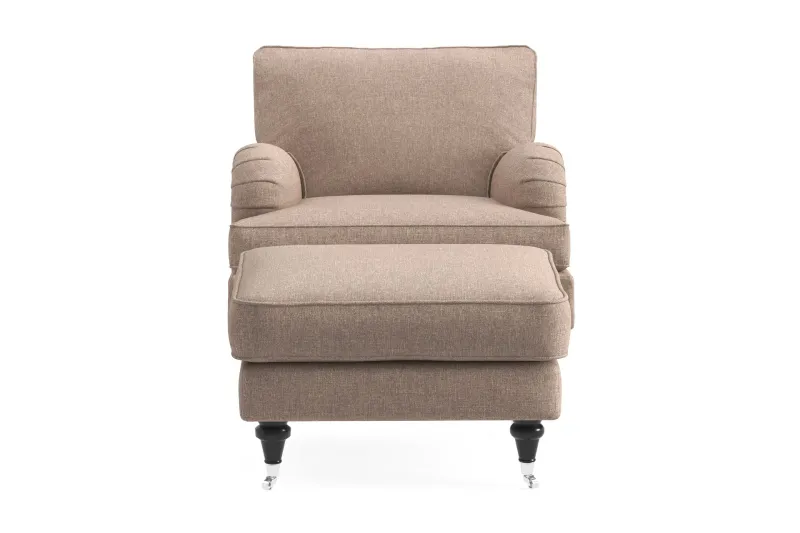 Howard Classic Fåtölj med Fotpall - Mörkbeige — Bloomington
