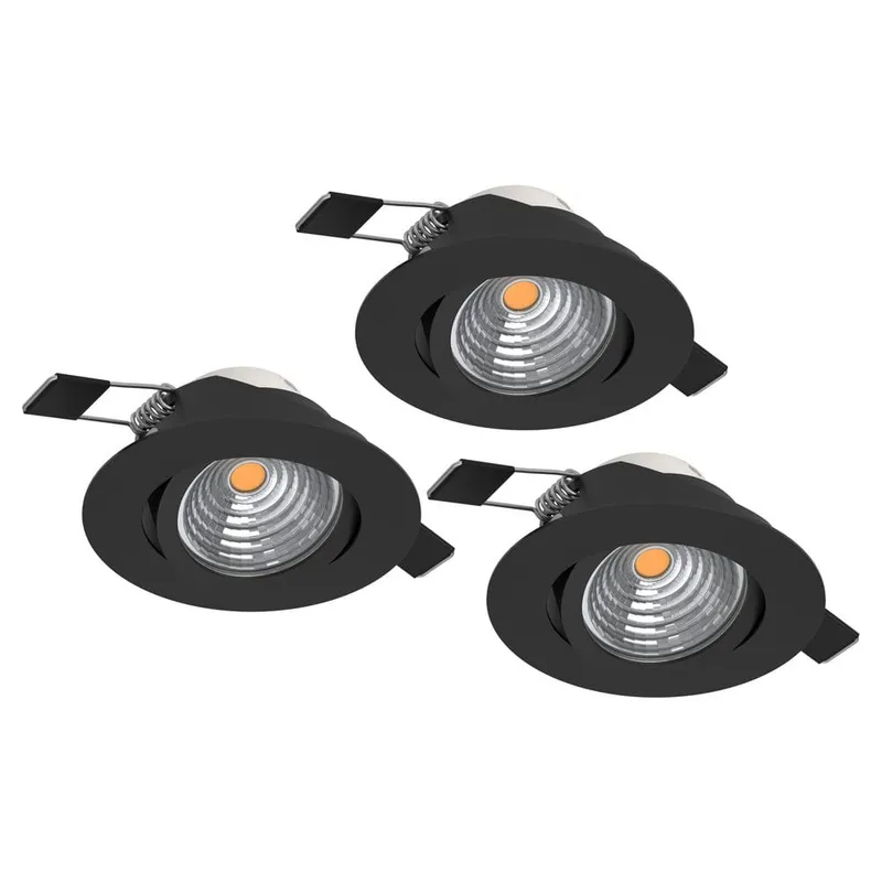 Infälld Lampa Saliceto 88 mm 4000K Set om 3 - Svart — Svart