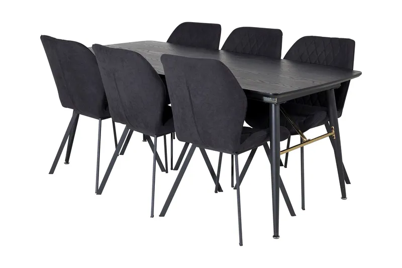 Irunea Förlängningsbar Matgrupp 180 cm inkl 6 Sumoas Stolar - Svart — Venture Home