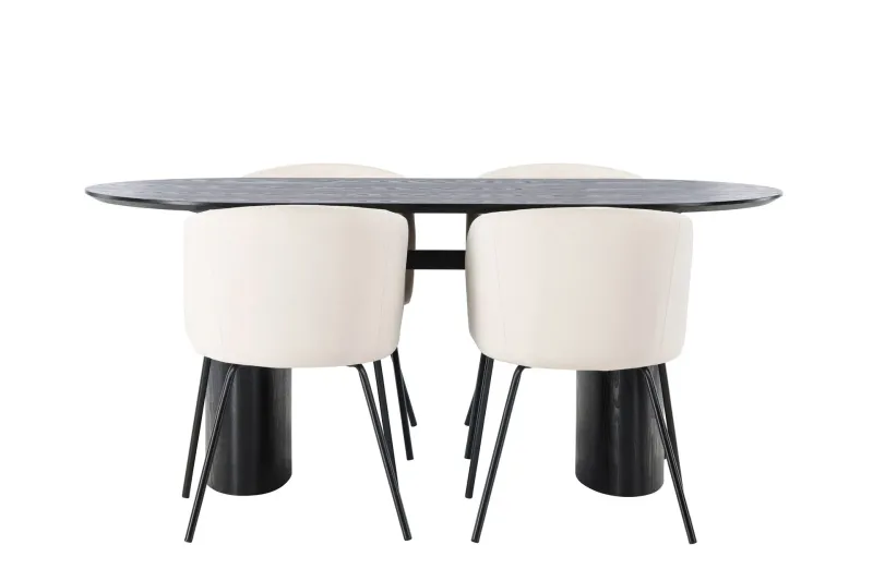 Isolde Matgrupp 180 cm Oval med 4 Berit stolar - Beige — Venture Home