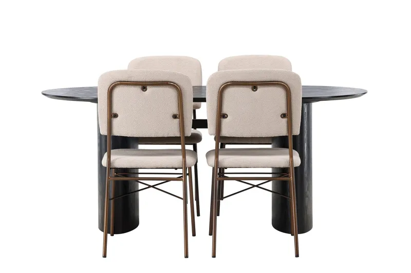 Isolde Matgrupp 180 cm Oval med 4 Seda stolar - Beige — Venture Home