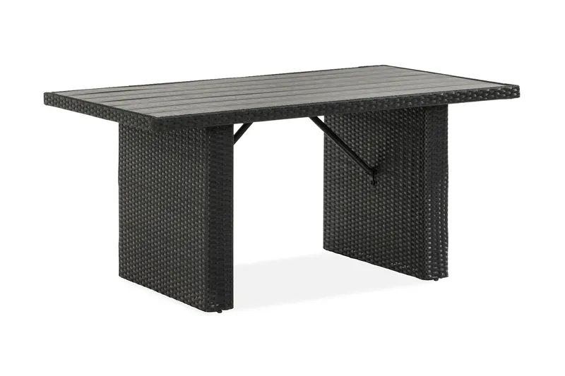 James Utebord 85x145 cm – Matbord utomhus i konstrotting med bordsskiva i Aintwood - Svart — Comfort Garden