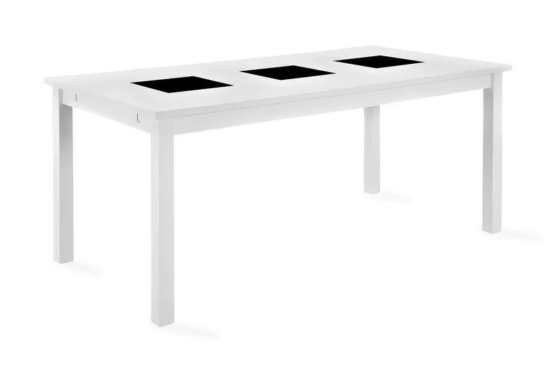 Jasmin Förlängningsbart Matbord 180 cm + 6 st Nibe stol beige med svarta ben - Vit/Beige — Basic Home