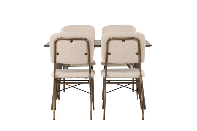 Kaseidon Matgrupp 120 cm Rektangulär med 4 Seda stolar - Beige — Venture Home