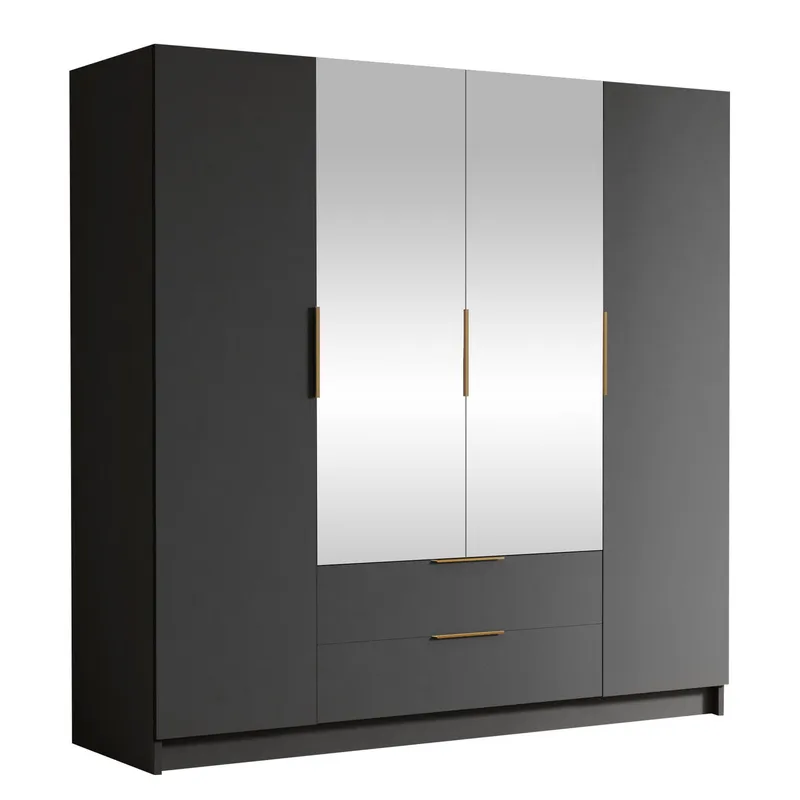 Kelros Garderob med Spegel 200x216 cm - Svart (Art.nr 3111514) — Svart