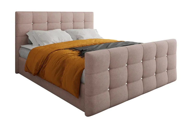 Kleos Kontinentalsäng 160x200cm med Sänggavel - Rosa — Rosa