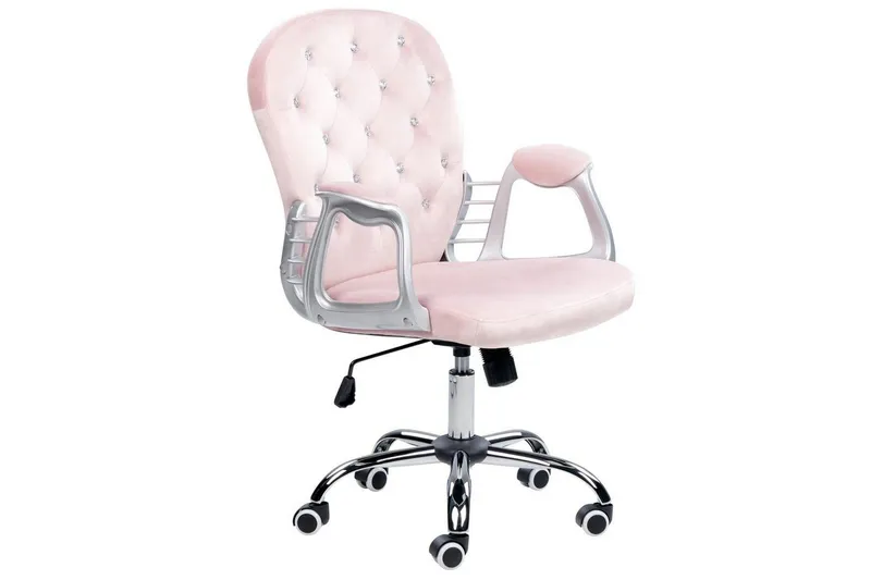 Kontorsstol med kristaller Princess Pastellrosa/Silver/Svart - Pastellrosa/Silver/Svart — Pastellrosa/Silver/Svart