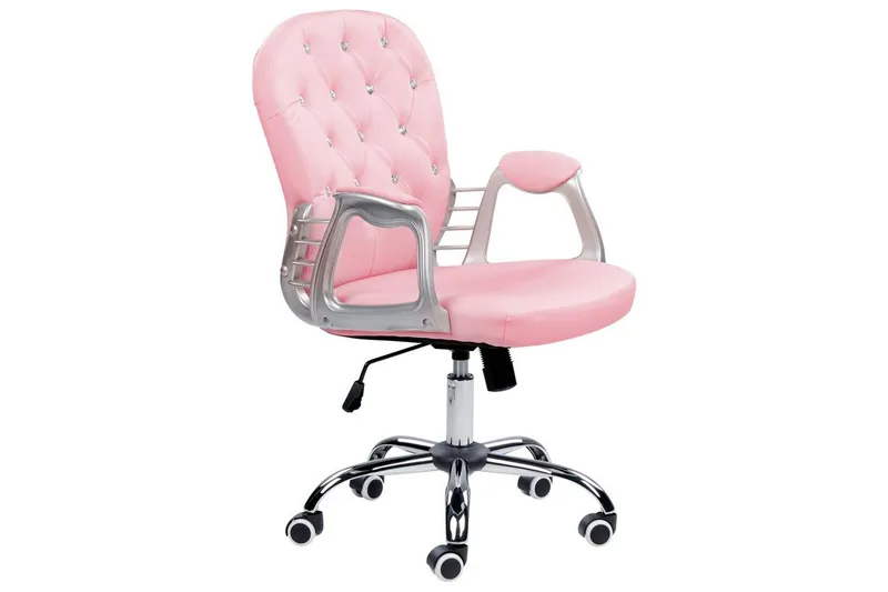 Kontorsstol med kristaller Princess Rosa/svart/silver - Rosa/svart/silver — Rosa/svart/silver