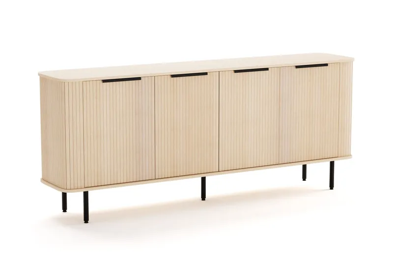 Kopparbo Ribbad Sideboard med Förvaring - Vitlaserad / Ljus Ek / Trä — Bark