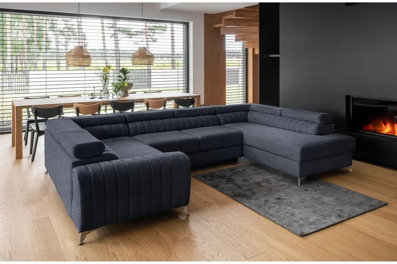 Kotori Hörnbäddsoffa m. Schäslong - Blå (Art.nr 1565223) — Blå