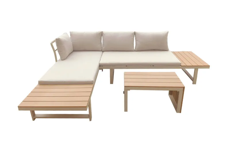 Lainelle 4-sits Soffgrupp för altan och terrass med beige dynor - Beige — Comfort Garden
