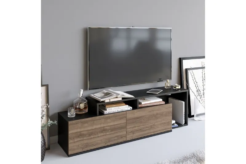 Lameyze Tv-bänk 150 cm - Svart/Mörkbrun — Svart/Mörkbrun