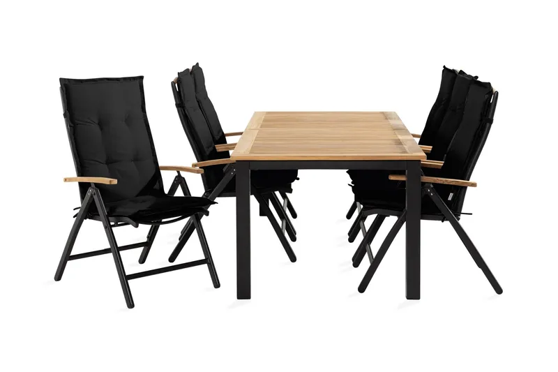 Las Vegas Matgrupp Utomhus 152-210x90 + 6 Stolar m Dyna - Svart/Teak — Venture Home