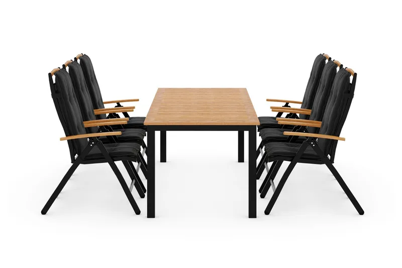 Las Vegas Matgrupp Utomhus 220-280x100+ 6 Stolar m Dyna - Svart/Teak — deNoord