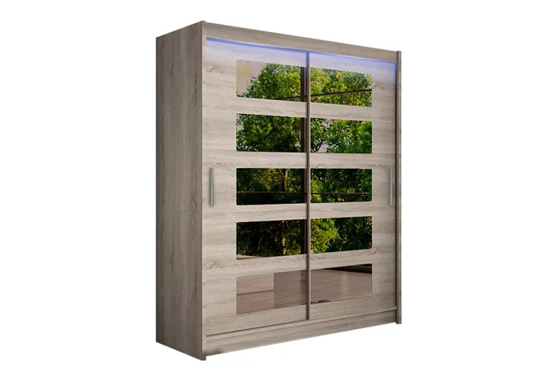 Leila Garderob med Spegel 150x200 cm - Beige (Art.nr 3067674) — Beige