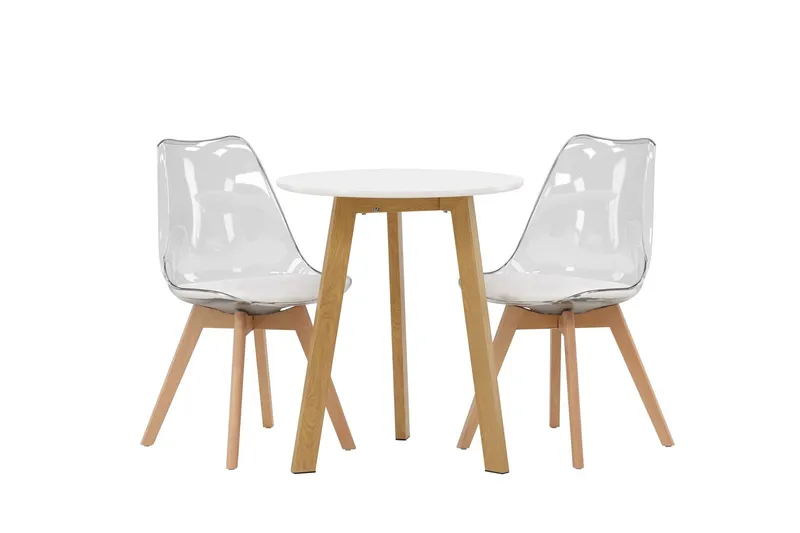 Leonora Matgrupp 65 cm Rund med 2 Edvin stolar - Vit — Venture Home