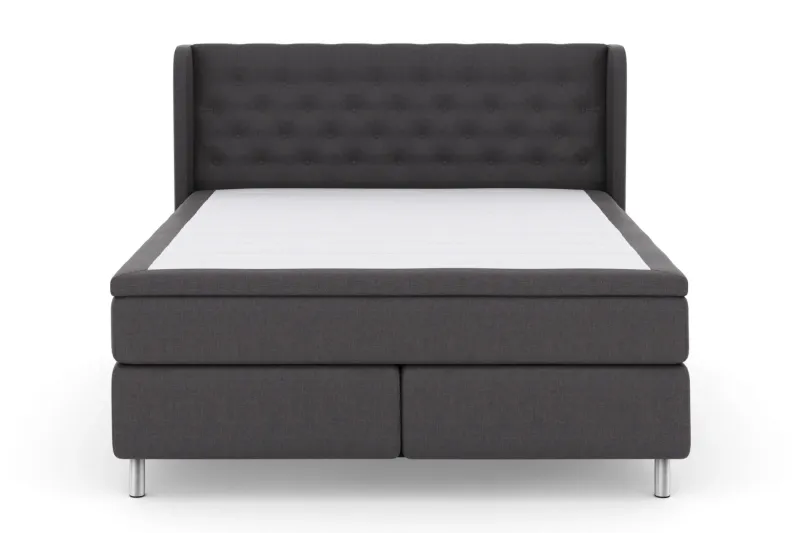 LEXI No 6 Sängpaket 210x210 Fast Watergel - Mörkgrå/Metall — Mörkgrå/Metall