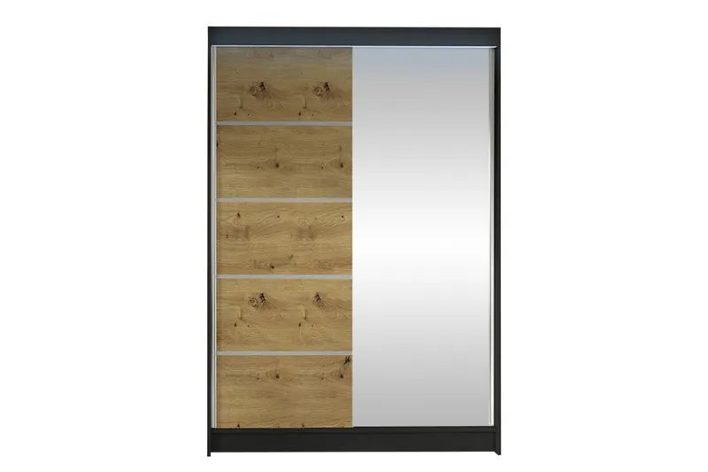 Liverpool Garderob m. Spegel 120x200 cm - Svart/Brun (Art.nr 3099932) — Svart/Brun