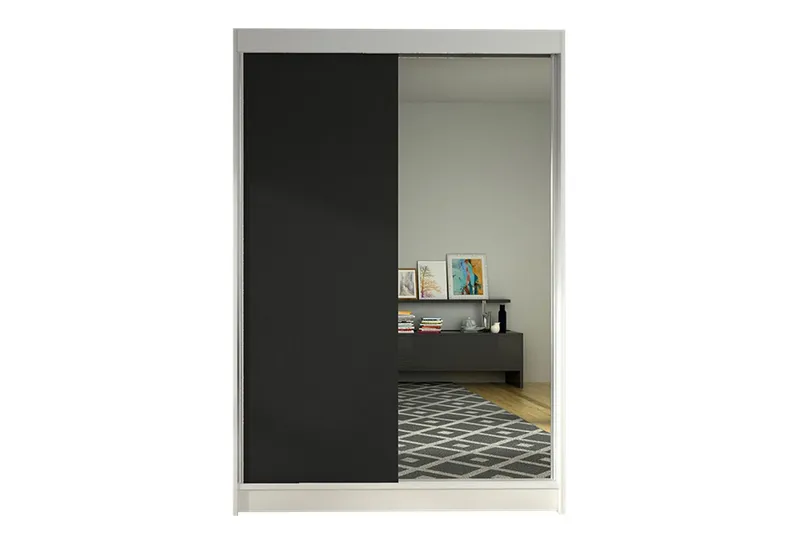 Liverpool Garderob med Spegel 120x200 cm - Svart/Vit (Art.nr 3067585) — Svart/Vit