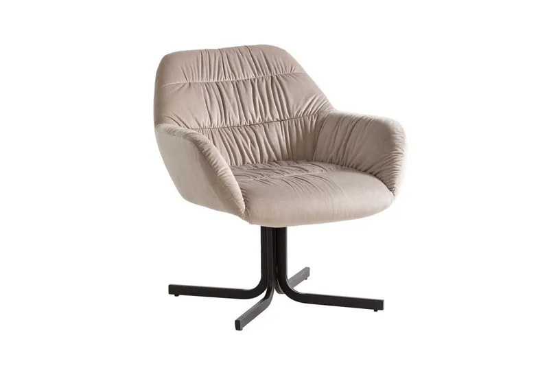 Lounge & Cocktailstol Wohnling mysig sammet klädd, med armstöd, modern stil Beige - Beige — Wohnling