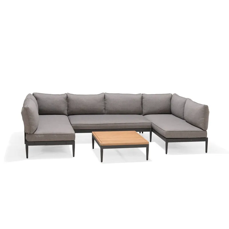 Loungegrupp Utomhus TOPAZ vänster/höger 6-sitssoffa + soffbord 73 cm - magnesiumgrå — Lifestyle Garden