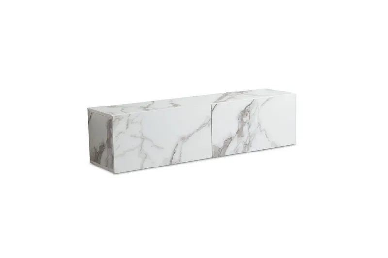 Lowboard Wohnling Folierad upphängning med luckdörr, modern Marmor, Vit, 120 cm - Marmor, Vit, 120 cm — Wohnling