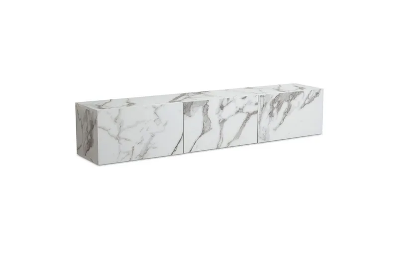 Lowboard Wohnling Folierad upphängning med luckdörr, modern Marmor, Vit, 160 cm - Marmor, Vit, 160 cm — Wohnling