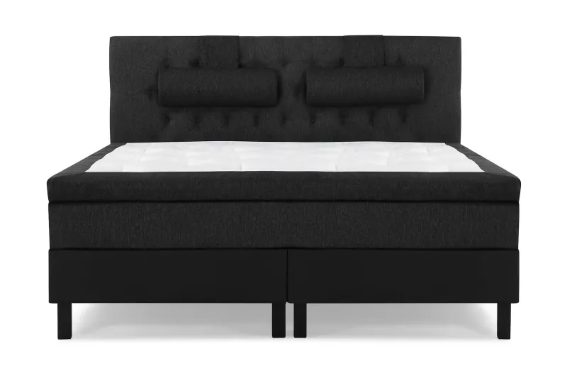 Lucky Komplett Sängpaket 160x200 Latex Diamant - Nackkudde Stor Svart/Grå/PU — Bedly