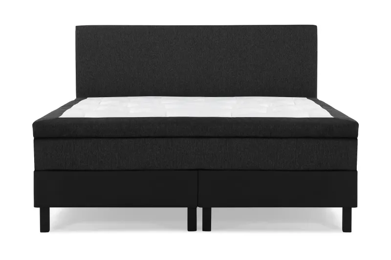 Lucky Komplett Sängpaket 160x200 Latex Slät Sänggavel - Svart/Grå/PU — Bedly