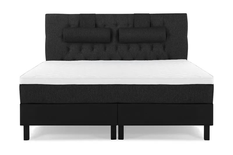 Lucky Komplett Sängpaket 180x200 Skum Diamant - Nackkudde Stor Svart/Grå/PU — Bedly
