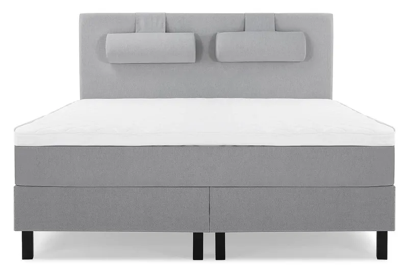 Lucky Komplett Sängpaket 180x200 Skum Slät Sänggavel - Nackkudde Stor Mellangrå — Bedly