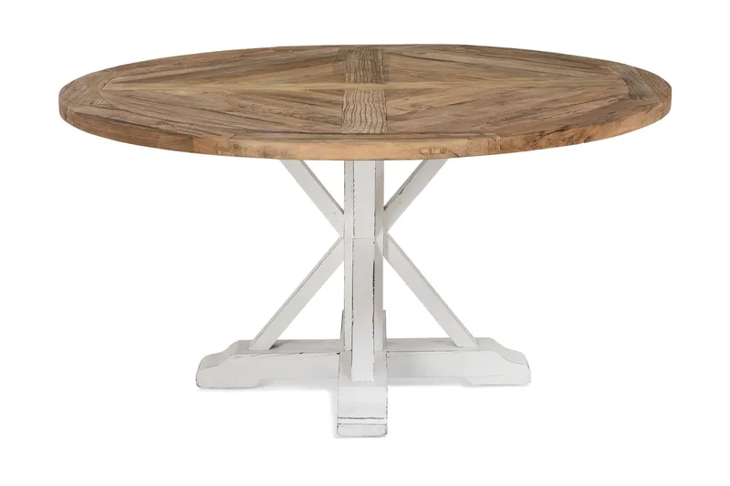 Lyon Runt Matbord 150 cm - Vintage / Natur / Vit / Trä — Bloomington