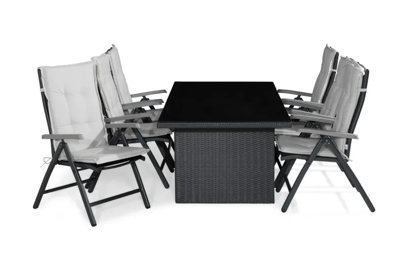 Majestic Matgrupp Utomhus 210x100+6 Monaco Positionsstol m Dyna - Svart/Grå/Offwhite — Comfort Garden