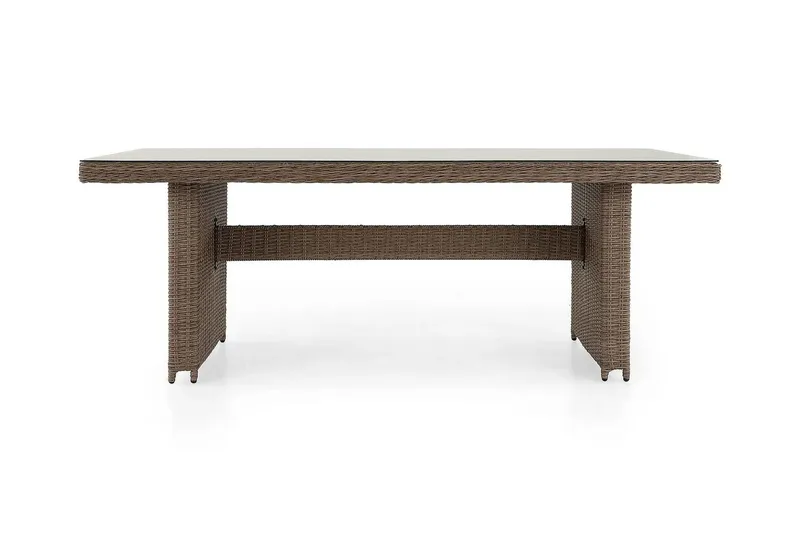 Marcus Rektangulärt Matbord utomhus 160x90 cm i konstrotting med glasskiva - Natur / Beige — deNoord