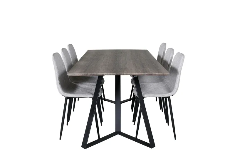Marina Matgrupp 180 cm Rektangulär med 6 Polar stolar - Svart (Art.nr 3058704) — Venture Home