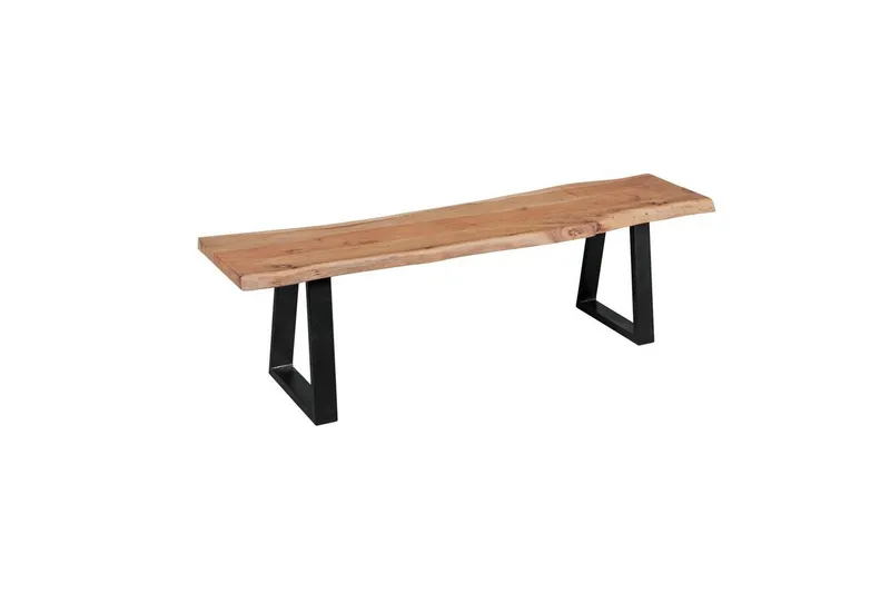 Matbänk Wohnling Köksbänk i massivt trä med trädets kant med metallben, lantlig stil Utan ryggstöd, 160 cm - Utan ryggstöd, 160 cm — Wohnling